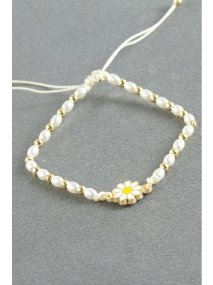 Papatya Oval Inci Bileklik