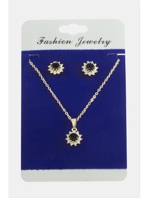 Çiçek Zirkon Taşlı Set Kolye