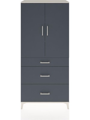 Hyperion Dolap 3 Raflı 3 Çekmeceli 2 Kapaklı 88X44X195 Aytaşı-Antrasit