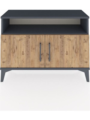 Arges Şifonyer 2 Raflı 2 Kapaklı 88X30X64 Antrasit-Çam