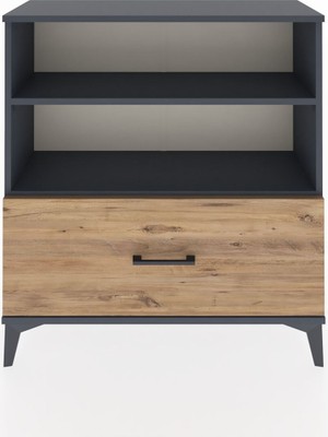 Arges Şifonyer 2 Raflı Tek Çekmeceli 88X30X96 Antrasit-Çam