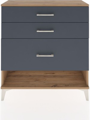 Arges Şifonyer 3 Çekmeceli 88X30X96 Çam-Antrasit
