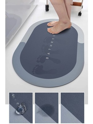 Mavi Dış Kapı Önü Paspası 58X38 Cm, Su Emici ve Çekici, Banyo ve Duş Paspası