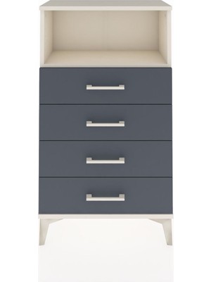 Arges Komodin Tek Raflı 4 Çekmeceli 60X30X106 Aytaşı-Antrasit