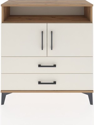 Arges Şifonyer 3 Raflı 2 Çekmeceli 2 Kapaklı 88X30X96 Çam-Aytaşı