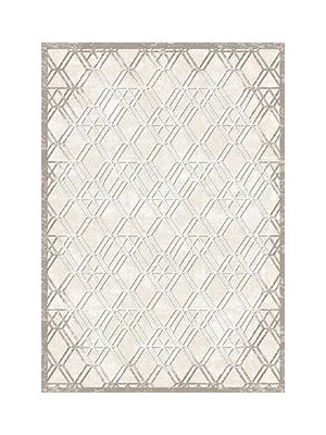 Gabella Geometrik Bej Akrilik Pamuk Tabanlı Makine Halısı