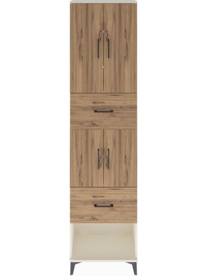 Arges Dolap 5 Raflı 2 Çekmeceli 4 Kapaklı 60X30X243 Aytaşı-Çam