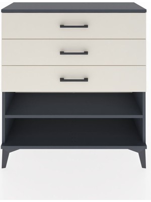 Arges Şifonyer Tek Raflı 3 Çekmeceli 88X30X96 Antrasit-Aytaşı