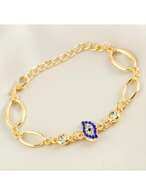 Oval Nazar Taşlı Trend Bileklik