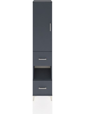 Hyperion Dolap 4 Raflı 2 Çekmeceli Tek Kapaklı 44X44X221 Antrasit-Antrasit
