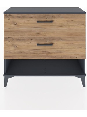 Arges Şifonyer 2 Çekmeceli 88X30X80 Antrasit-Çam