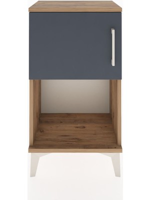 Arges Komodin 2 Raflı Tek Kapaklı 44X30X80 Çam-Antrasit