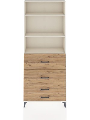Arges Dolap 3 Raflı 4 Çekmeceli 88X30X221 Aytaşı-Çam
