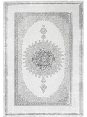 Aren Halı Burie Çerçeveli Göbekli Gri Polyester Makine Halısı