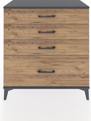 Hyperion Şifonyer 4 Çekmeceli 88X44X96 Antrasit-Çam