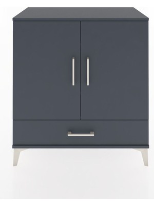 Hyperion Şifonyer 3 Raflı Tek Çekmeceli 2 Kapaklı 88X44X96 Antrasit-Antrasit