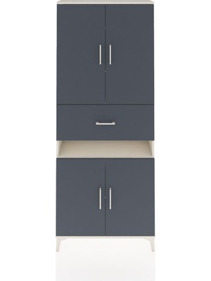 Arges Dolap 5 Raflı Tek Çekmeceli 4 Kapaklı 88X30X221 Aytaşı-Antrasit
