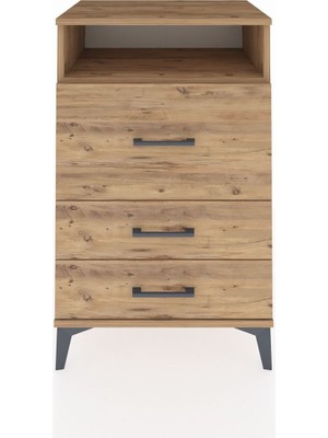 Hyperion Komodin Tek Raflı 3 Çekmeceli 60X44X96 Çam-Çam