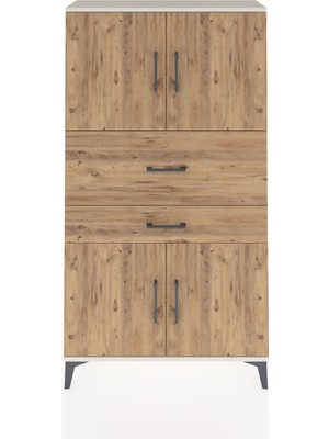 Arges Dolap 3 Raflı 2 Çekmeceli 4 Kapaklı 88X30X163 Aytaşı-Çam
