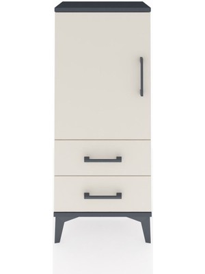 Arges Komodin 2 Raflı 2 Çekmeceli Tek Kapaklı 44X30X106 Antrasit-Aytaşı