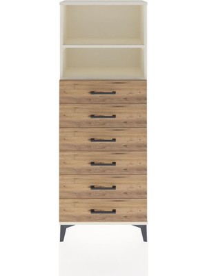 Arges Dolap 2 Raflı 6 Çekmeceli 60X30X163 Aytaşı-Çam