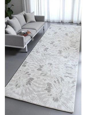 Yıkanabilir, Kabartmalı, Şık Halı, Salon, Koridor ve Mutfak Için Gri Renk Seçeneği