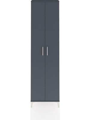 Arges Dolap 3 Raflı 2 Kapaklı Tek Askılı 60X30X221 Antrasit-Antrasit
