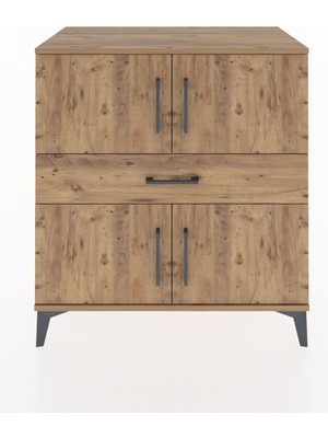 Hyperion Şifonyer 3 Raflı Tek Çekmeceli 4 Kapaklı 88X44X96 Çam-Çam