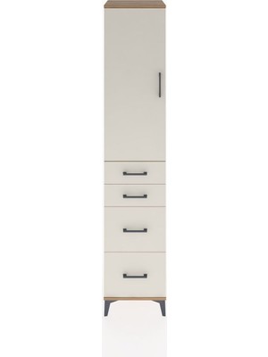 Hyperion Dolap 3 Raflı 4 Çekmeceli Tek Kapaklı 44X44X221 Çam-Aytaşı