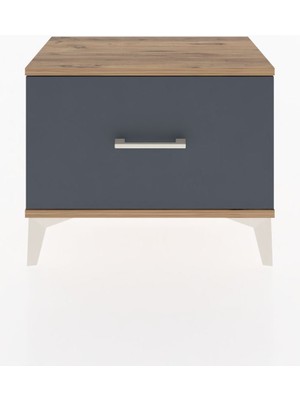 Arges Komodin Tek Çekmeceli 60X30X48 Çam-Antrasit