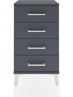 Arges Komodin 4 Çekmeceli 44X30X80 Antrasit-Antrasit