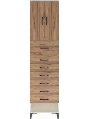 Arges Dolap 2 Raflı 7 Çekmeceli 2 Kapaklı 60X30X243 Aytaşı-Çam