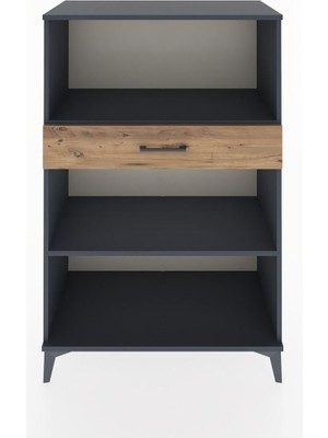 Hyperion Dolap 2 Raflı Tek Çekmeceli 88X44X134 Antrasit-Çam