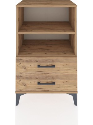 Hyperion Komodin 2 Raflı 2 Çekmeceli 60X44X96 Çam-Çam