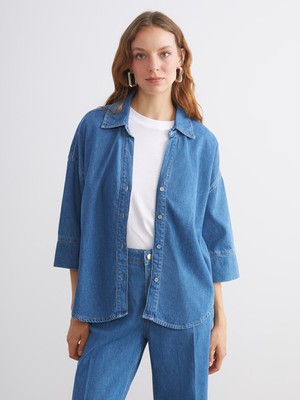 Lc Waikiki Yeni Sezon Loose Fit Kadın Jean Gömlek