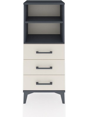 Arges Komodin 2 Raflı 3 Çekmeceli 44X30X106 Antrasit-Aytaşı