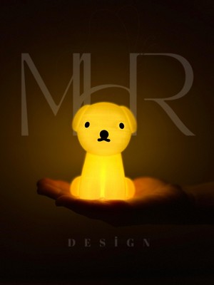 Sarı Renkli Sevimli Köpek Gece Lambası, 10 Cm, Pilli, Yumuşak Işık