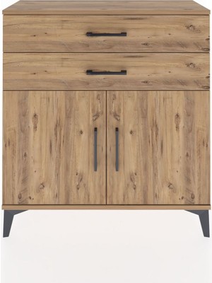 Arges Şifonyer Tek Raflı 2 Çekmeceli 2 Kapaklı 88X30X96 Çam-Çam