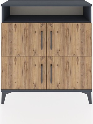 Arges Şifonyer 4 Raflı 4 Kapaklı 88X30X96 Antrasit-Çam