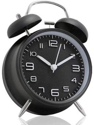 Dekoratif Çalar Saat Ev Ofis Aksesuar Nostaljik Işıklı Masa Saati Siyah