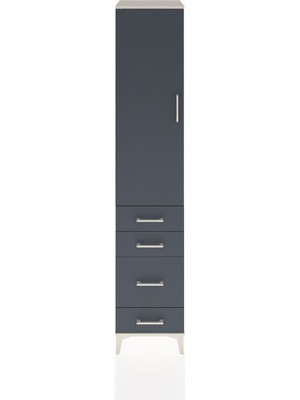 Hyperion Dolap 3 Raflı 4 Çekmeceli Tek Kapaklı 44X44X221 Aytaşı-Antrasit