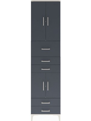 Arges Dolap 4 Raflı 5 Çekmeceli 4 Kapaklı 60X30X243 Aytaşı-Antrasit