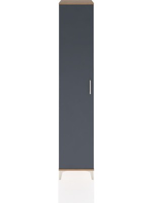 Hyperion Dolap 3 Raflı Tek Kapaklı 44X44X221 Çam-Antrasit