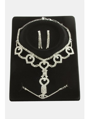 Oval Taşlı Lüks Set Kolye