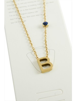 Sarı Renkli Harfli Çelik Kolye