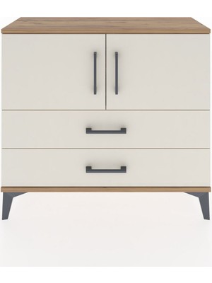 Arges Şifonyer 2 Raflı 2 Çekmeceli 2 Kapaklı 88X30X80 Çam-Aytaşı