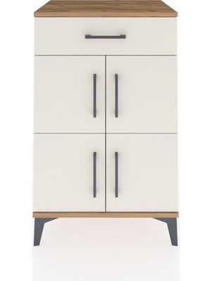 Hyperion Komodin Tek Raflı Tek Çekmeceli 4 Kapaklı 60X44X96 Çam-Aytaşı