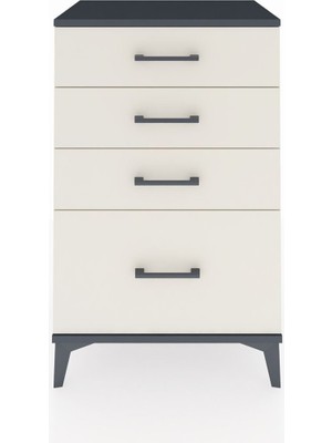Hyperion Komodin 4 Çekmeceli 60X44X96 Antrasit-Aytaşı