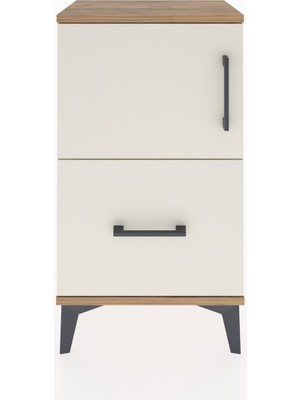 Arges Komodin 2 Raflı Tek Çekmeceli Tek Kapaklı 44X30X80 Çam-Aytaşı