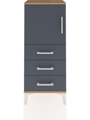 Arges Komodin 2 Raflı 3 Çekmeceli Tek Kapaklı 44X30X106 Çam-Antrasit